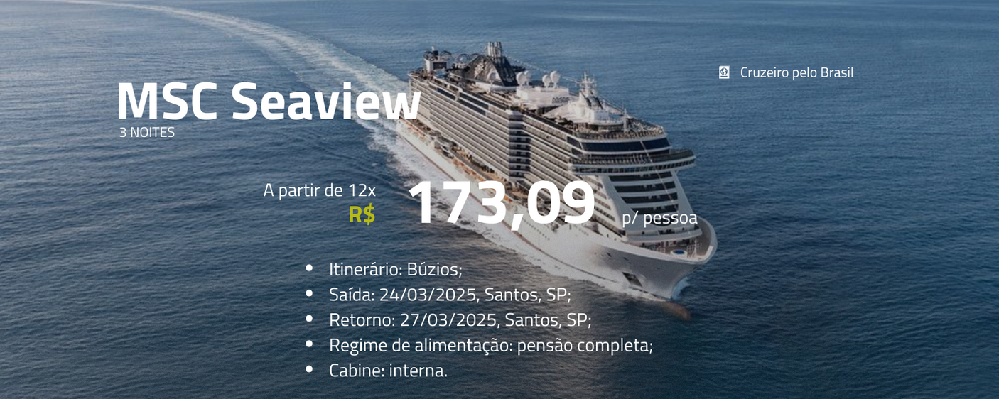 Clique aqui para mais informações - Mapei Viagens - Cruzeiro pelo Brasil